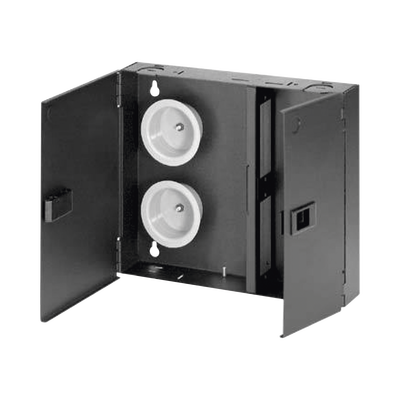 Caja de Conexión de Fibra Óptica, Para Montaje en Pared, Acepta 2 Placas FAP o FMP, Hasta 48 Fibras, Color Negro - PANDUIT