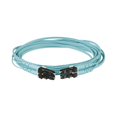Jumper de Fibra Optica Multimodo 50/125 OM3, LC-LC Duplex, OFNR (Riser), Color Aqua, 3 Metros (9.84 Pies) - PANDUIT