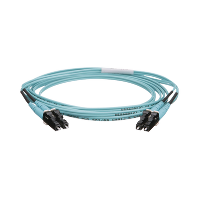 Jumper de Fibra Optica Multimodo 50/125 OM4, LC-LC Duplex, OFNR (Riser), Color Aqua, 2 Metros (6.56 Pies) - PANDUIT