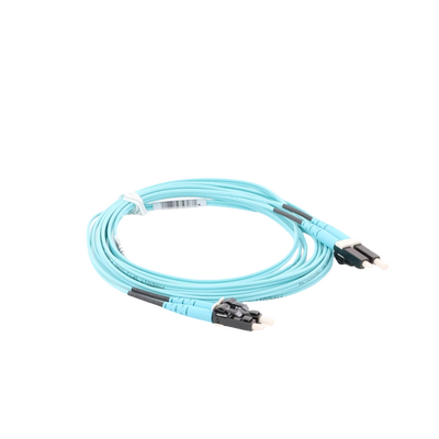 Jumper de Fibra Optica Multimodo 50/125 OM4, LC-LC Duplex, OFNR (Riser), Color Aqua, 3 Metros (9.84 Pies) PANDUIT - Vista 5