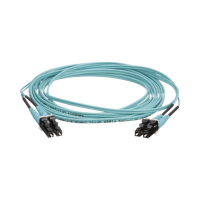Jumper de Fibra Optica Multimodo 50/125 OM4, LC-LC Duplex, OFNR (Riser), Color Aqua, 3 Metros (9.84 Pies) - PANDUIT