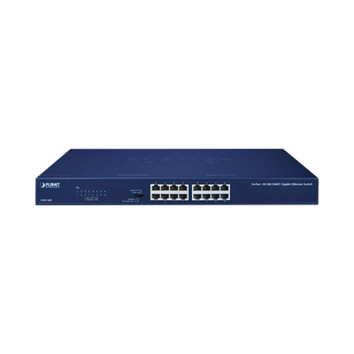 Switch No Administrable Gigabit de 16 Puertos 10/100/1000 Mbps, Con Modo Extendido Para Distancias de Hasta 200 m PLANET -...