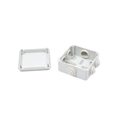Caja Estanca de PVC Para Derivación y Conexión, 6 Entradas, Tapa Atornillada,100x100x50 mm (Área Interna), Uso Exterior IP...