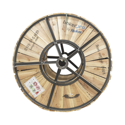 Carrete de 4 Kilómetros de Fibra Óptica para Exterior G.652D, Armada, Monomodo de 24 Hilos, Loose Tube, Color Negro, para Ins