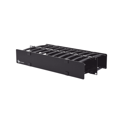 Organizador de Cable Horizontal RouteIT, Doble, Para Rack de 19in, 4in de profundidad, 2UR SIEMON - Vista 4
