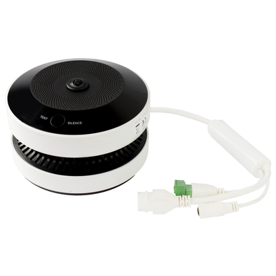 (HikFire) Mini Fisheye IP 4 Megapixel con Detector de Humo Puntual  / Autónomo / Entrada y Salida de Alarma / 15 mts IR / ...