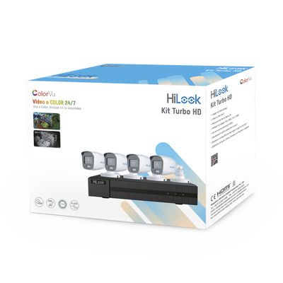 Kit TurboHD 1080p / DVR 4 Canales / 4 Cámaras Bala ColorVu con Micrófono Integrado / Fuente de Poder / Accesorios de Insta...