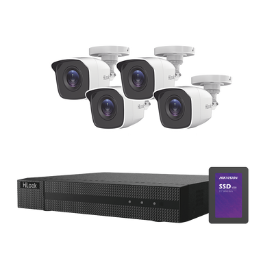 KIT TurboHD 1080p + SSD de 1 TB (1024 GB) / DVR 4 canales / 4 Cámaras Bala de Metal / Fuente de Poder / Accesorios de Inst...