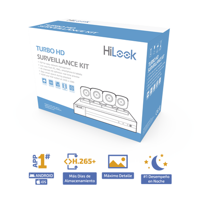 KIT TurboHD 1080p / DVR 8 canales con H.265+ / 4 Cámaras Bala Metálicas / Fuente de Poder / Accesorios de Instalación | SIERR
