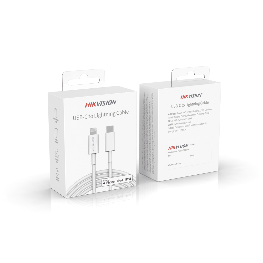 HIKVISION HS-HUB-CBC2L - Cable USB-C a Lightning / MFi Certificado / 1 Metro (3.28 Pies) / Carga Rápida 3 Amp / 60 Watts / | SIERRA STORE