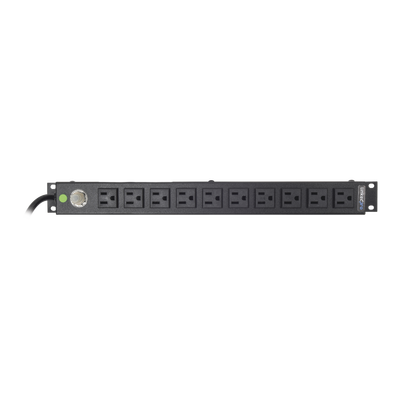 Multicontacto Horizontal (PDU) de 10 Contactos (NEMA 5-15R) Rack 19" 1UR. Voltaje Entrada/Salida: 120Vca/15A - LINKEDPRO B...