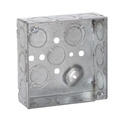Caja Cuadrada 4 x 4"/Profundidad 1- 1/2"/ 10 Entradas de 1/2" y 6 TKO (1/2"-3/4"). - RACO