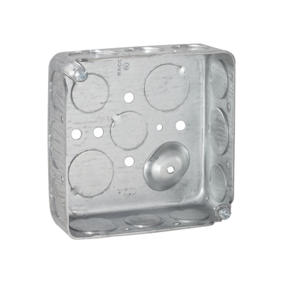 Caja Cuadrada 4 x 4"/ Profundidad 1- 1/2"/ Cuenta con 11 Entradas de 1/2" y 6 de 3/4".. - RACO