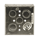 Caja Cuadrada Galvanizada  de 4" x 4", profundidad de 2 1/8". Cuenta con 10 KO de 1/2" y 6 TKO (1/2" - 3/4")) RACO - Vista 2