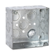 Caja Cuadrada Galvanizada  de 4" x 4", profundidad de 2 1/8". Cuenta con 10 KO de 1/2" y 6 TKO (1/2" - 3/4")) - RACO