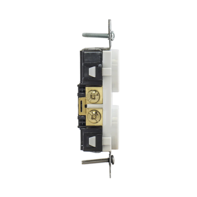 Contacto Dúplex 20 A, 125 V,  2 Polos, 3 Hilos, Cableado Posterior y  Lateral, Color Blanco (Nema 5-20R). HUBBELL - Vista 3
