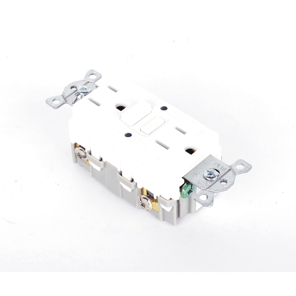 Contacto de Auto-verificación GFCI con Interruptor de Falla a Tierra de 15 A 125 V 2 Polos, 3 Hilos Color Blanco (Nema 5-15R), Grado | SIERRA STORE