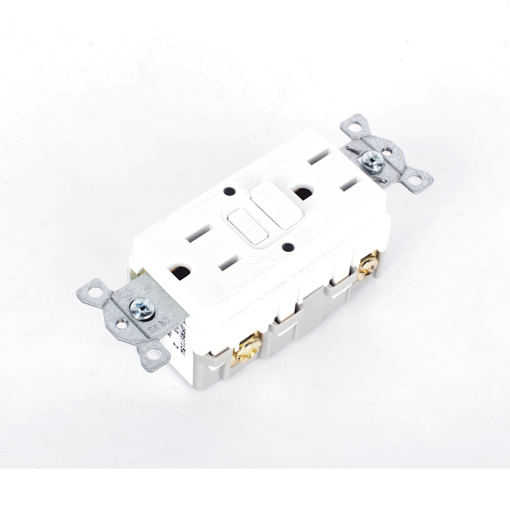 Contacto de Auto-verificación GFCI con Interruptor de Falla a Tierra de 15 A 125 V 2 Polos, 3 Hilos Color Blanco (Nema 5-15R), Grado | SIERRA STORE