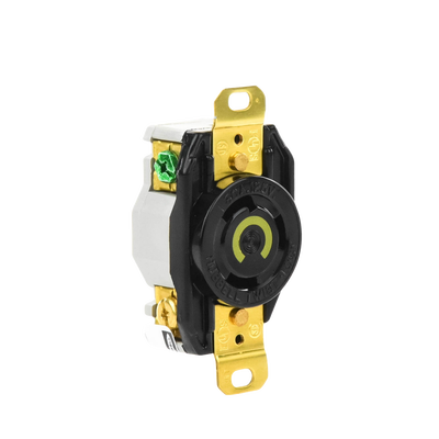 Receptáculo de Media Vuelta Industrial 30 A 125 V CA 2 Polos 3 Hilos (Nema L5-30R) Color Negro HUBBELL - Vista 2