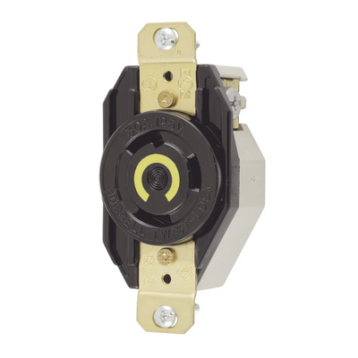 Receptáculo de Media Vuelta Industrial 30 A 125 V CA 2 Polos 3 Hilos (Nema L5-30R) Color Negro - HUBBELL