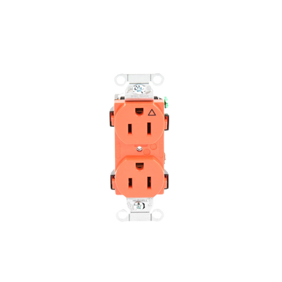 Contacto Dúplex Conexión a Tierra Aislada/ 15A 125V/ 2 polos 3 Hilos/ Nema 5-15R /Grado Comercial/ Color Naranja. HUBBELL ...