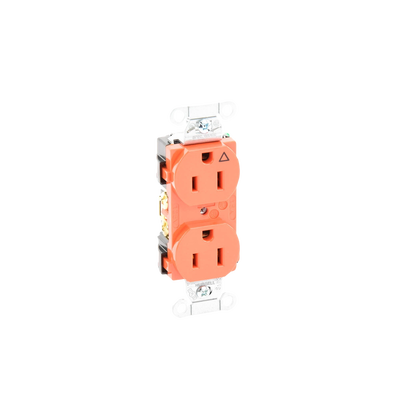 Contacto Dúplex Conexión a Tierra Aislada/ 15A 125V/ 2 polos 3 Hilos/ Nema 5-15R /Grado Comercial/ Color Naranja. HUBBELL ...