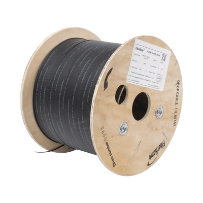 Carrete de 1 km de Fibra Óptica Drop, Interior/Exterior G.657A2 Monomodo de 1 Hilo (Unifibra), Dieléctrica, Forro Negro - ...