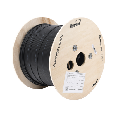Carrete de 1 km de Fibra Óptica Aérea Mini Figura 8 G.657A2 Tipo Drop, Monomodo de 2 Hilos (Bifibra), Diseñada para Fusion...