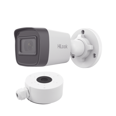 HiLook Series / Bala IP 4 Megapixel / 20 mts IR / Exterior IP67 / PoE / dWDR / Lente 2.8 mm + Caja de conexión DS-1280ZJ-XSP | SIERRA STORE