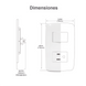 Apagador Duplex / 10 A / 127 V CA / 60 Hz / 11.8 x 7.8 x 3 cm / 4.65 x 3.07 x 1.18 in / Blanco | SIERRA STORE