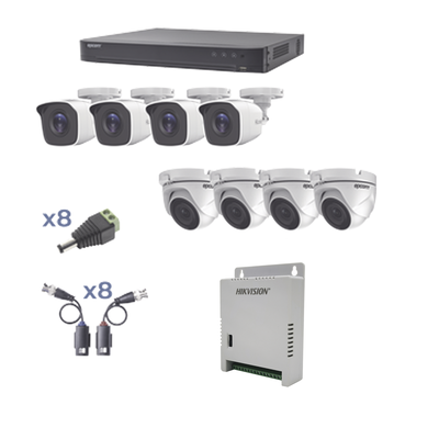 KIT TurboHD 1080p / DVR 8 Canales / 4 Cámaras Bala (exterior 2.8 mm) / 4 Cámaras Eyeball (exterior 2.8 mm) / Transceptores...
