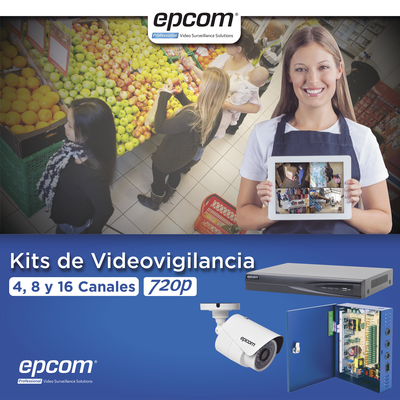 KIT TurboHD 1080p / DVR 8 Canales / 8 Cámaras Bala (exterior 2.8 mm) / Transceptores / Conectores / Fuente de Poder Profes...