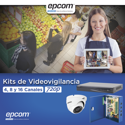 KIT TurboHD 1080p / DVR 8 Canales / 8 Cámaras Eyeball (exterior 2.8 mm) / Transceptores / Conectores / Fuente de Poder Pro...