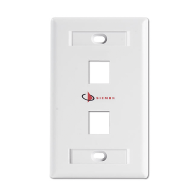 Placa de Pared Keystone de 2 Salidas, Color Blanco, para Jacks Keystone Z-MAX y MAX - SIEMON