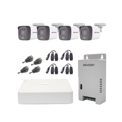 Kit TURBOHD 1080p / DVR 4 Canales / 4 Cámaras con Micrófono Integrado y 101° Visión / Luz Blanca + IR Visión Nocturna / Tr...