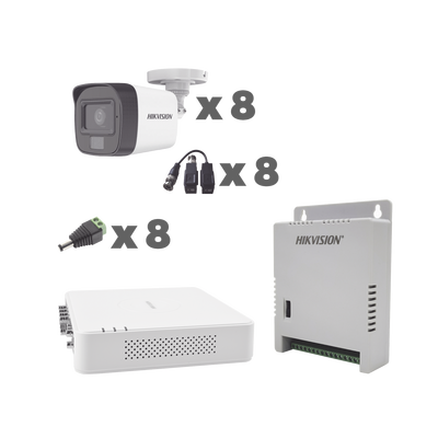 KIT TurboHD 1080p / DVR 8 Canales con audio por coaxitron / 8 Cámaras con Micrófono Integrado 101° Visión/  luz blanca + I...