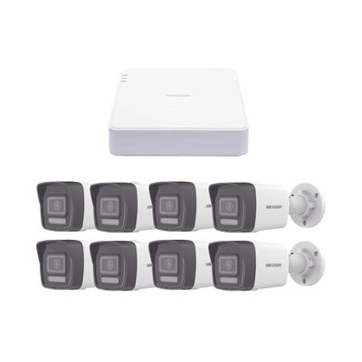 Kit IP 1080p (2 Megapixel) / NVR de 8 Canales con 8 Puertos PoE / 8 Cámaras IP Bala ColorVu Lite y ACUSENSE Lite / Micrófo...