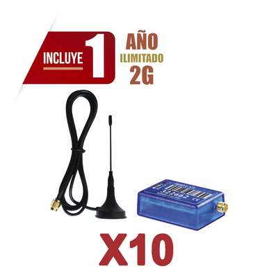 KIt de 10 Comunicadores de Alarma MINI012G con Antena 2G / Incluyen 1 Año de Cobertura / Aplicación Gratuita / Cero Config...