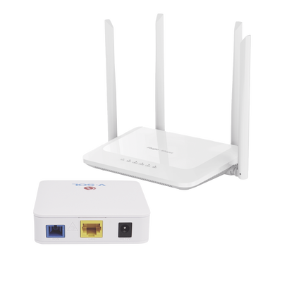 Kit 1 ONU Bridge V-Sol, Dual GPON/EPON con Router Home Mesh Ideal para distribuciones WISP de mayor cobertura Wi-Fi en Hog...