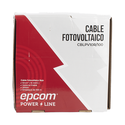Kit de 2 rollos de 100 metros de cable fotovoltaico de cobre, rojo y negro, calibre 10 AWG (6mm²), Tipo PV,  1000/2000 V y...