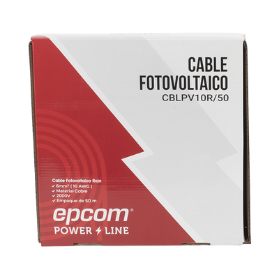 Kit de 2 rollos de 50 metros de cable fotovoltaico de cobre, rojo y negro, calibre 10 AWG (6mm²), Tipo PV,  1000/2000 V y ...
