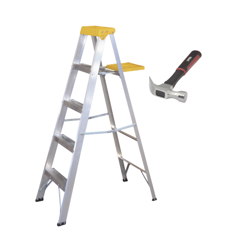 Kit Escalera y Martillo / 1.85 m (6.07 ft) / 90 kg / Aluminio / Martillo 16 oz | SIERRA STORE