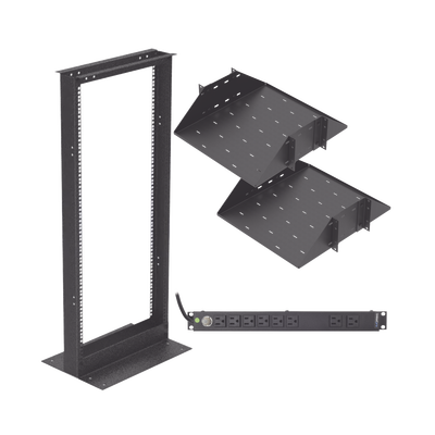 Kit de Rack Estándar 19", 24 UR con 2 Charolas  y PDU (8 tomas). Ideal para UPS y Servidores tipo Torre. - LINKEDPRO BY EPCOM