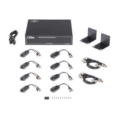 Kit de TRANSCEPTOR ACTIVO DE 8 CANALES / VIDEO+PODER en un solo Cable UTP / 150 metros en 4K, 200 metros en 5 MP/ Envía 36...