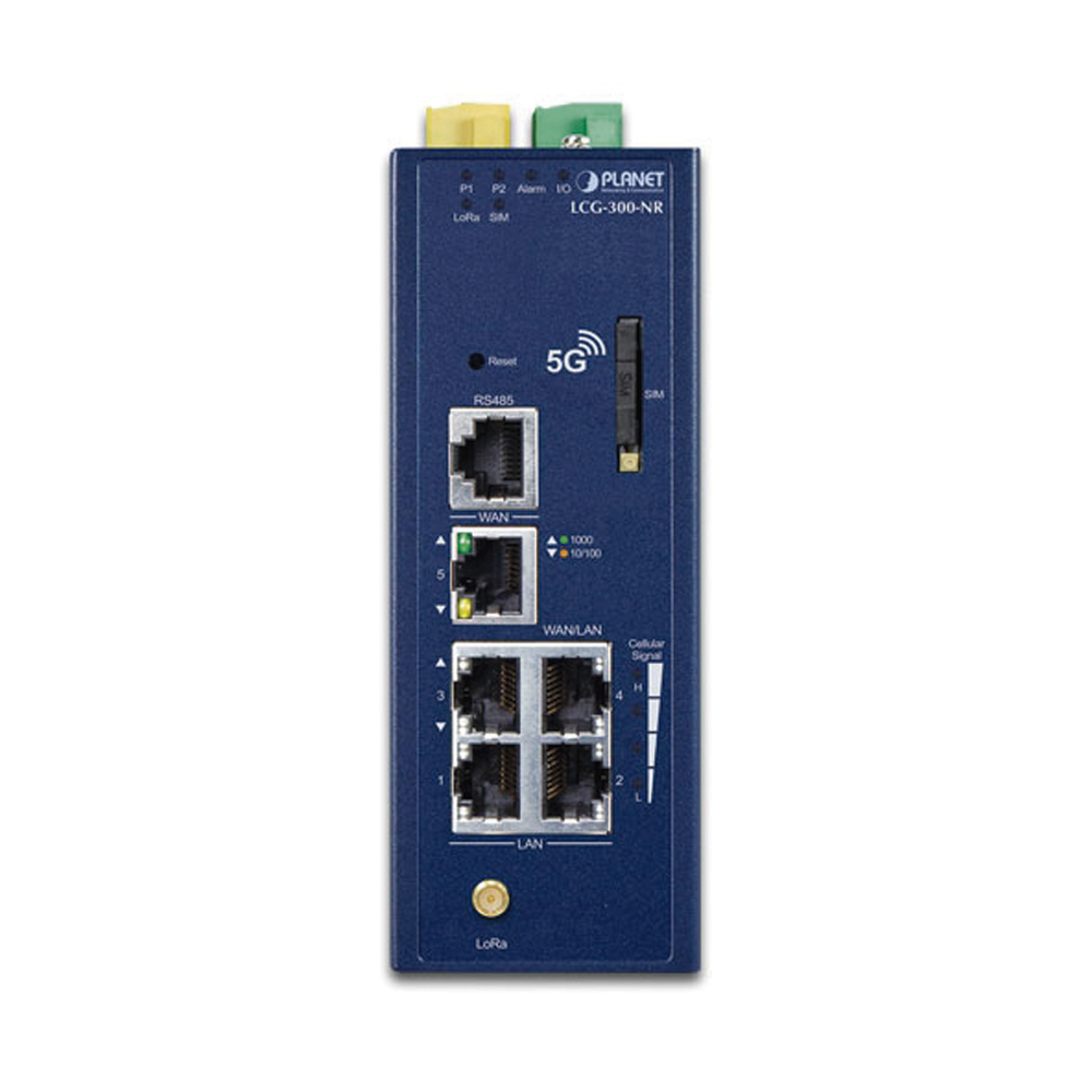 Gateway LoRaWAN Celular 5G NR / 5 Puertos Gigabit / -45°C a 75°C / IP30 / 300 Nodos | SIERRA STORE