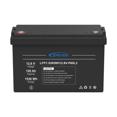 Batería de Litio LiFePO4 Ciclo Profundo 12.8Vcc, 120 Ah, 1.53Kwh, para Exterior, Libre de Mantenimiento EPEVER - Vista 2