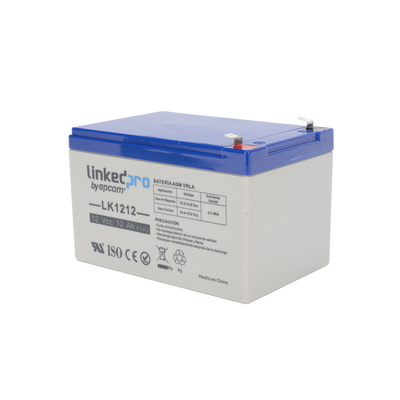 Batería 12 V / 12 Ah / UL / Tecnología AGM / Vida útil promedio de 5 años / Uso en equipo electrónico / Intrusión / Incend...