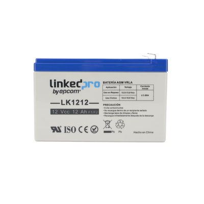 Batería 12 V / 12 Ah / UL / Tecnología AGM / Vida útil promedio de 5 años / Uso en equipo electrónico / Intrusión / Incend...