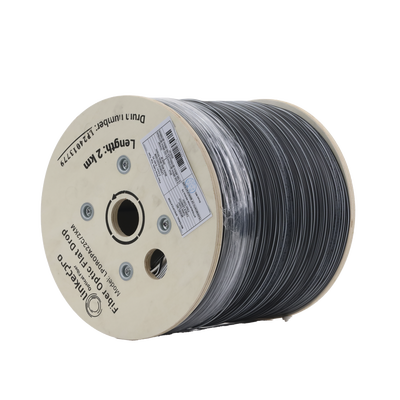 Carrete de 2 km de Fibra Óptica Drop Plana, Interior/Exterior G.657A2 Monomodo de 2 Hilos (Bifibra), Dieléctrica, Forro Ne...