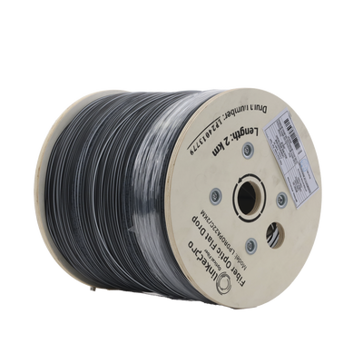 Carrete de 2 km de Fibra Óptica Drop Plana, Interior/Exterior G.657A2 Monomodo de 2 Hilos (Bifibra), Dieléctrica, Forro Ne...